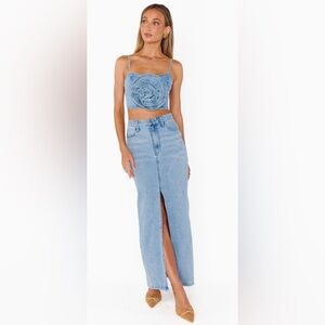 NWT - Show Me Your Mumu McEntire Maxi Skirt in Stone Blue - Size 30